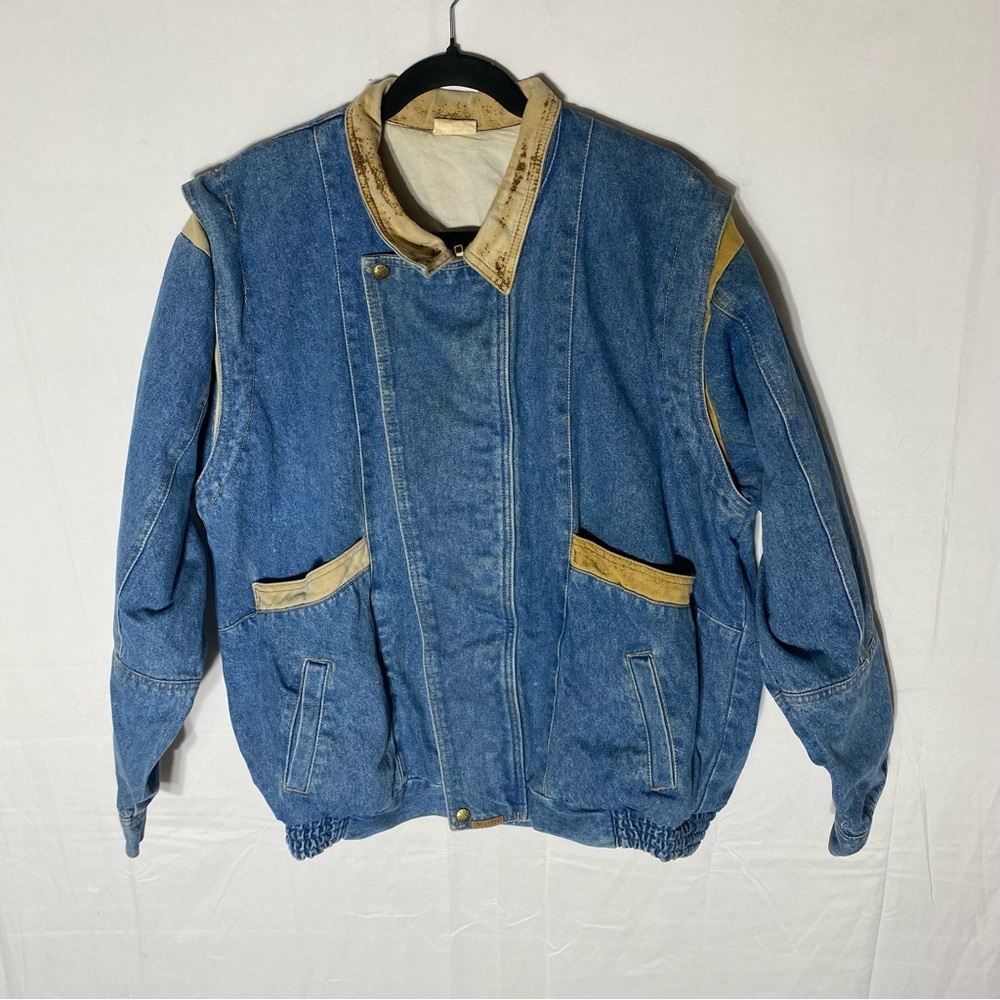 Vintage 80s Blue Jean Oversized Denim Jacket M Dadcore Streetwear Festival Retro